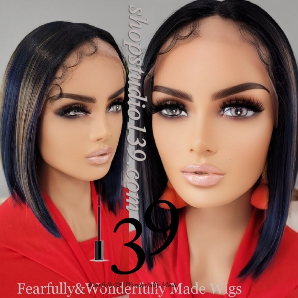 Blue and gold 💙 HD lace front wig with middle part
